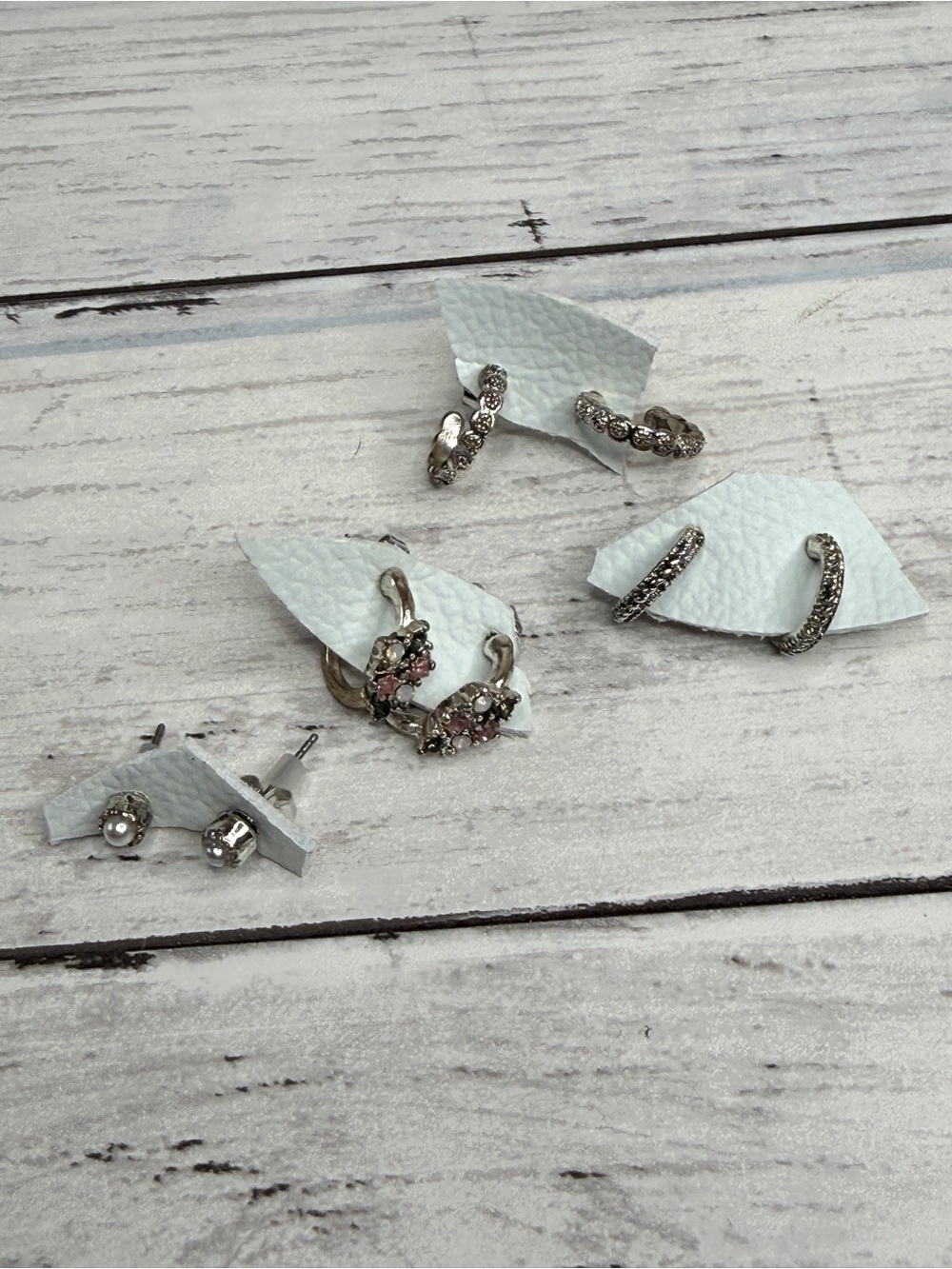 Set of three tiny hoop earrings silver